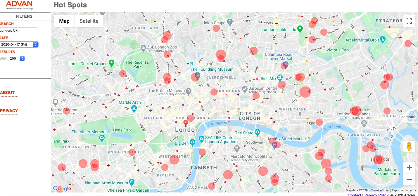 Advan: London Hot Spots on April 17, 2020 Advan: London Hot Spots on April 17, 2020