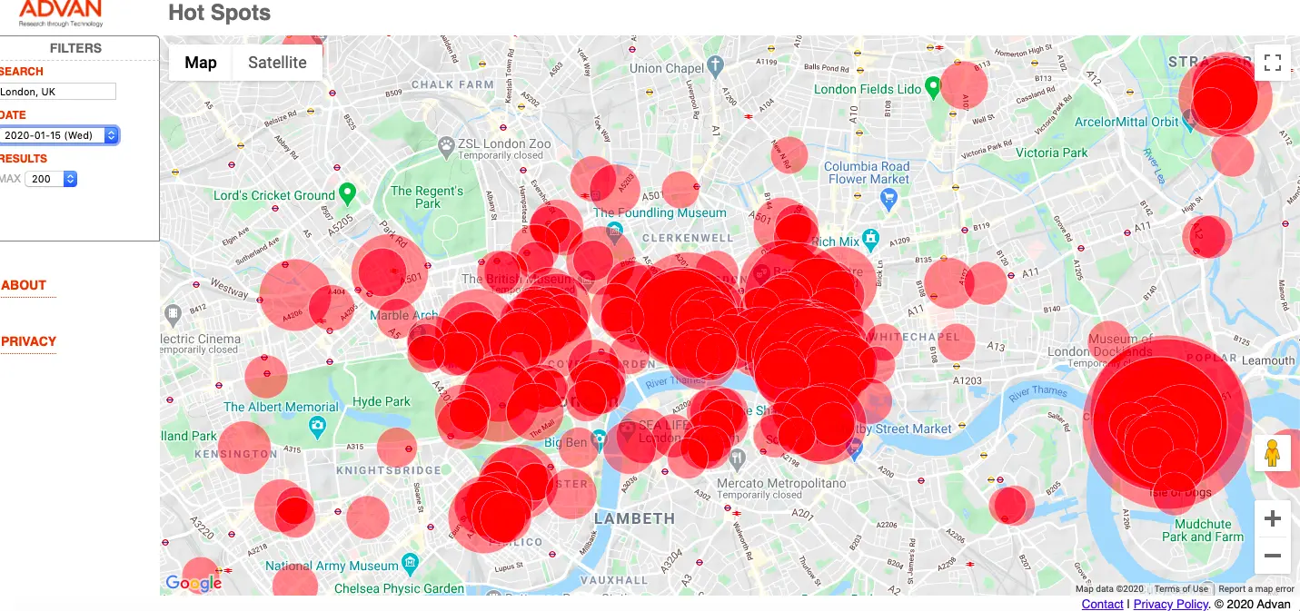 Advan: London Hot Spots on January 15, 2020 Advan: London Hot Spots on January 15, 2020